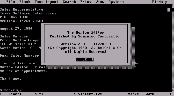 Norton Editor 2.0 - About